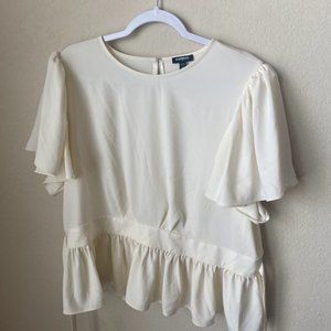 Express Cream Peplum Top, Size XL